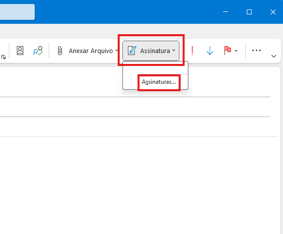 Configuração de Assinatura no Outlook - Passo 1
